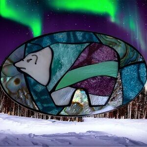 Lee Sands inlaid polar bear brooch